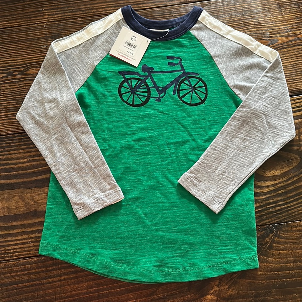 NWT hanna Andersson Raglan Long-Sleeve Tee with Bicycle